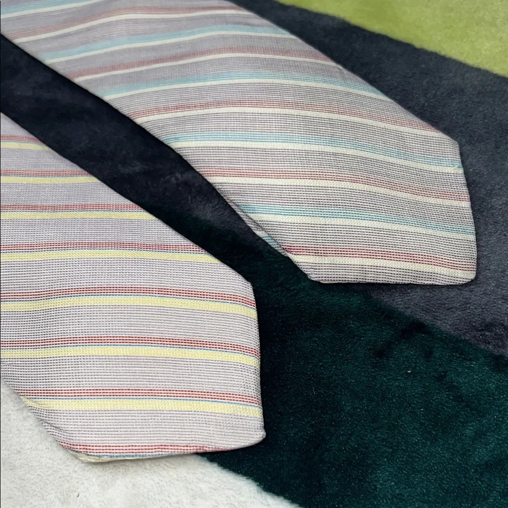 Vintage Mario Valentino Pastel Striped Men's Tie Set